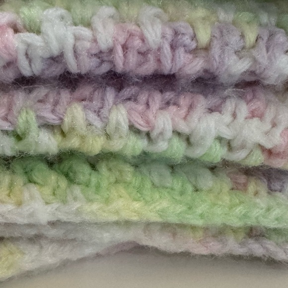 Hand knitted baby blanket, pastel colors.  33 inches by 50 inches. - Picture 6 of 7